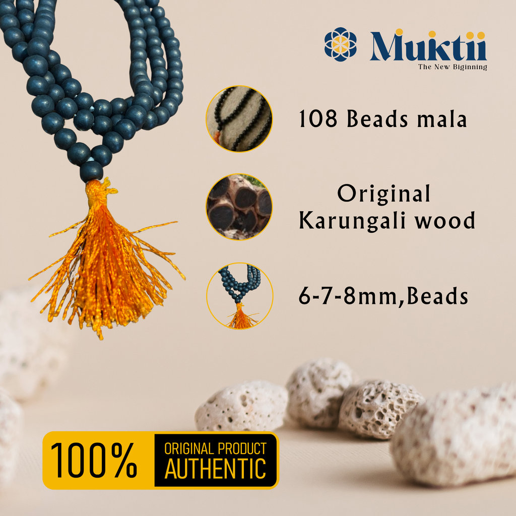 MUKTII Original Karungali Mala for Men & Women (Govt Certified | Premium Quality)