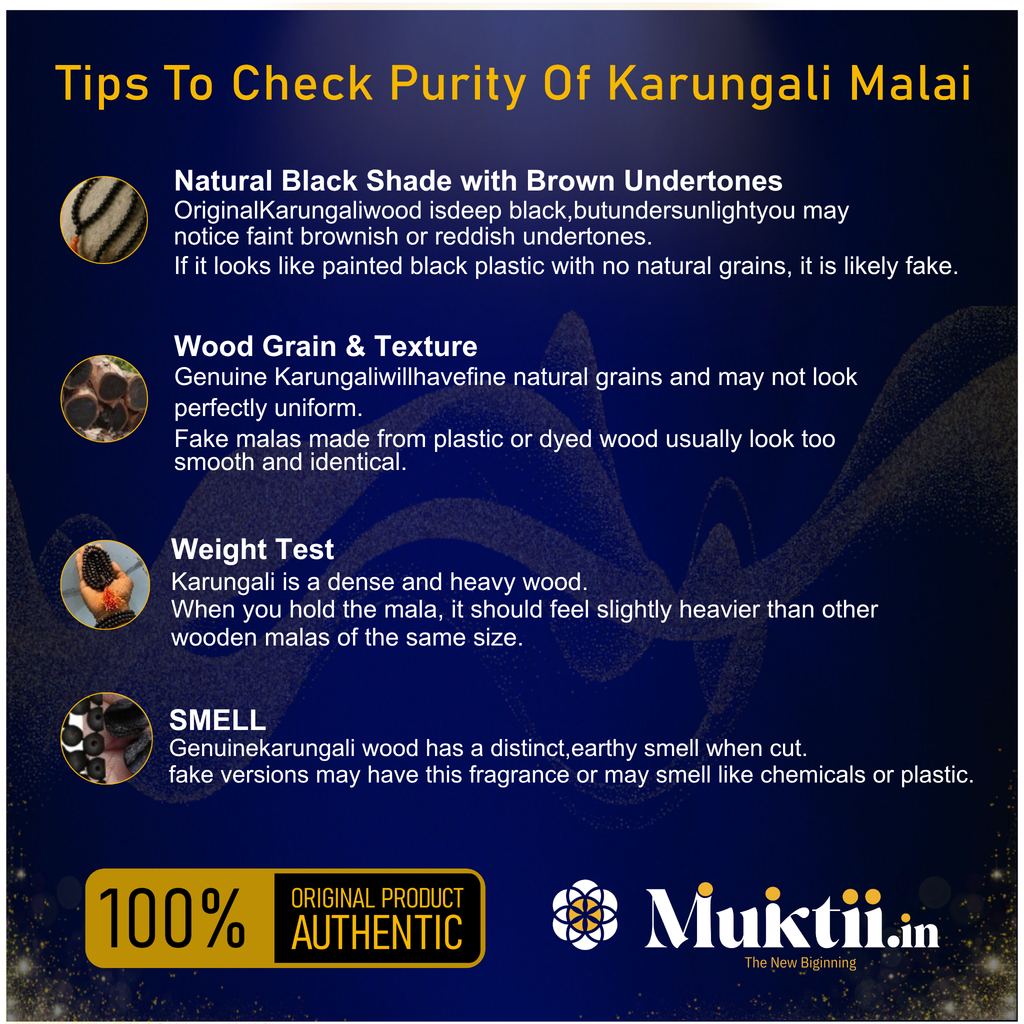 MUKTII Original Karungali Mala for Men & Women (Govt Certified | Premium Quality)